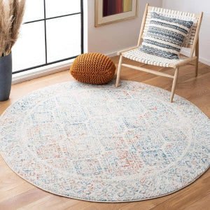 Washable Moroccan Trellis Round Rug - Vintage Anti-Slip Carpet