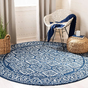 Washable Moroccan Trellis Round Rug - Vintage Anti-Slip Carpet
