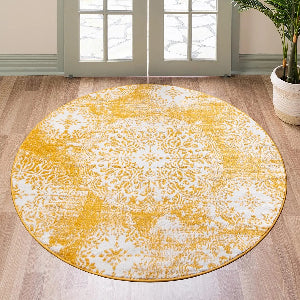 Washable Moroccan Trellis Round Rug - Vintage Anti-Slip Carpet