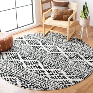 Washable Moroccan Trellis Round Rug - Vintage Anti-Slip Carpet