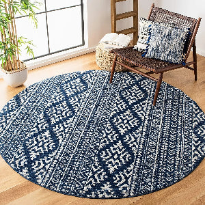 Washable Moroccan Trellis Round Rug - Vintage Anti-Slip Carpet
