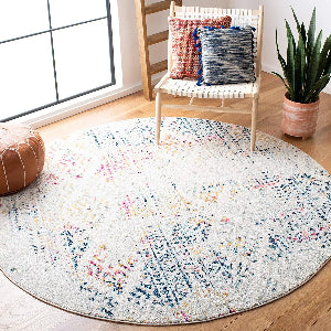 Washable Moroccan Trellis Round Rug - Vintage Anti-Slip Carpet