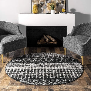 Washable Moroccan Trellis Round Rug - Vintage Anti-Slip Carpet