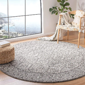 Washable Moroccan Trellis Round Rug - Vintage Anti-Slip Carpet