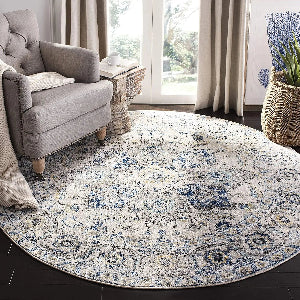 Washable Moroccan Trellis Round Rug - Vintage Anti-Slip Carpet