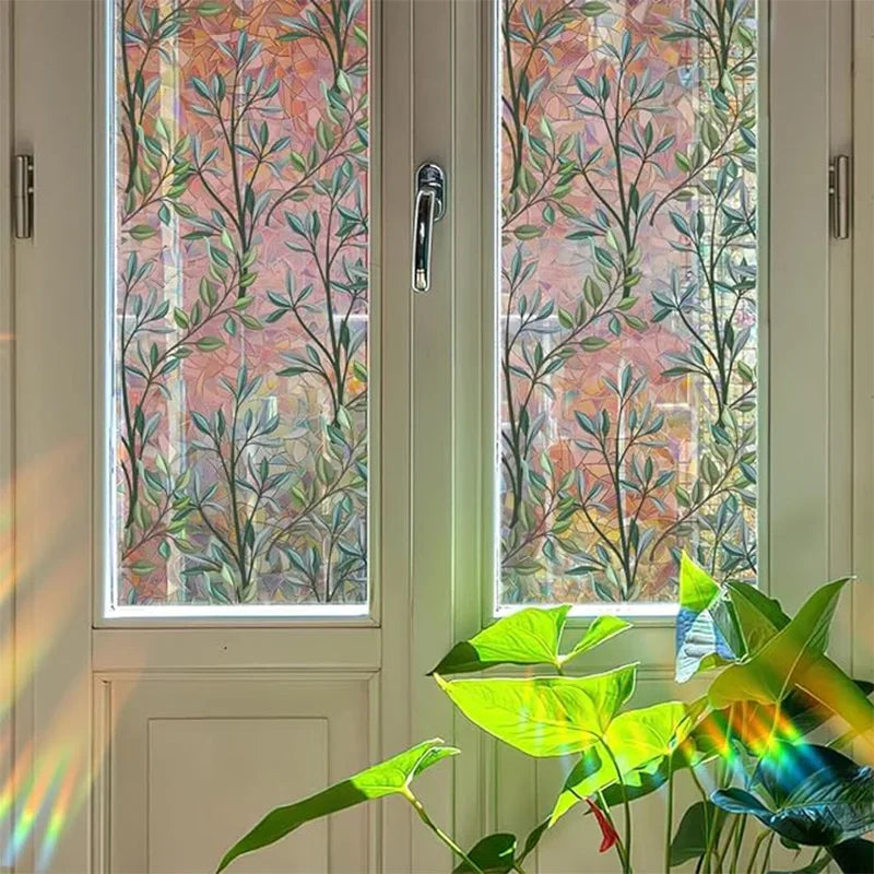 Window Privacy Film - Green Vines Static Clings for Home