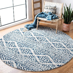 Washable Moroccan Trellis Round Rug - Vintage Anti-Slip Carpet