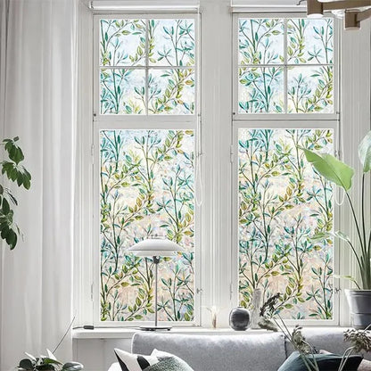 Window Privacy Film - Green Vines Static Clings for Home