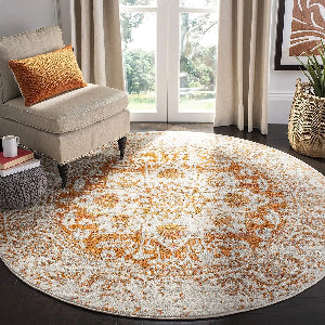 Washable Moroccan Trellis Round Rug - Vintage Anti-Slip Carpet